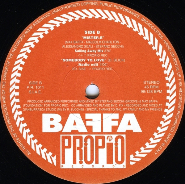 Stefano Secchi Presents Max Baffa - Somebody To Love | Propio Records (PR 1011) - 3