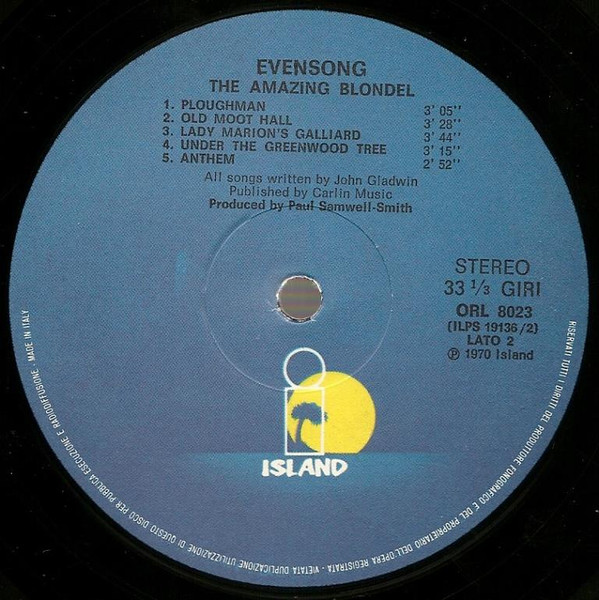 Amazing Blondel - Evensong | Island Records (ORL 8023) - 4