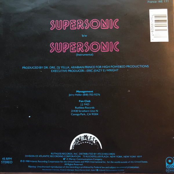 J.J. Fad - Supersonic | Ruthless Records (799 328-7) - 2