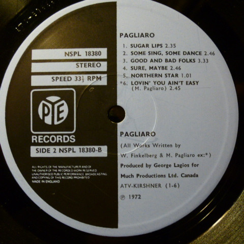 Michel Pagliaro - Pagliaro | Pye International (NSPL 18380) - 4