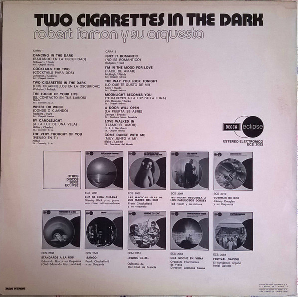 Robert Farnon And His Orchestra - Two Cigarettes In The Dark | Decca (ECS 2053) - 2