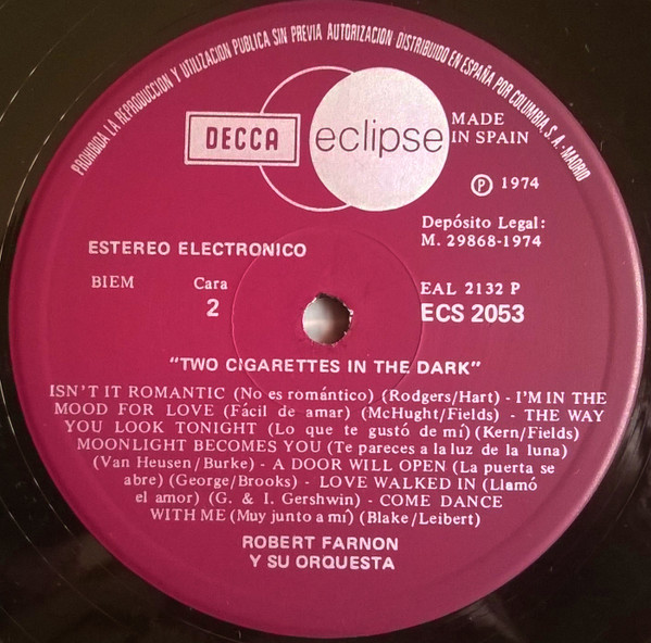 Robert Farnon And His Orchestra - Two Cigarettes In The Dark | Decca (ECS 2053) - 4