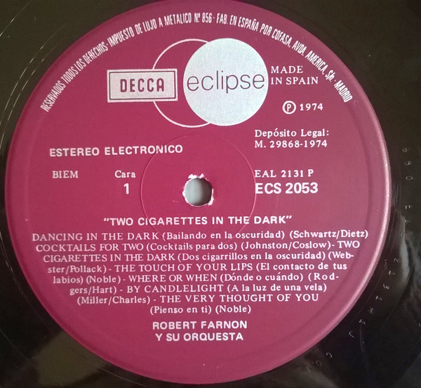 Robert Farnon And His Orchestra - Two Cigarettes In The Dark | Decca (ECS 2053) - 3
