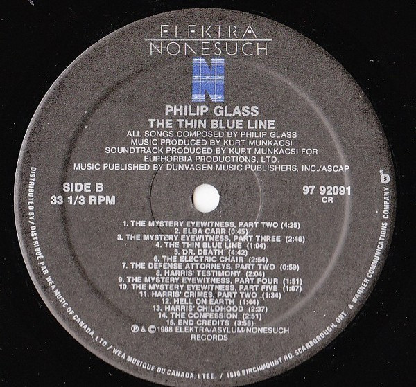 Philip Glass - The Thin Blue Line | Nonesuch (9 79209-1) - 3