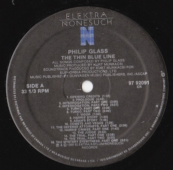 Philip Glass - The Thin Blue Line | Nonesuch (9 79209-1) - 2