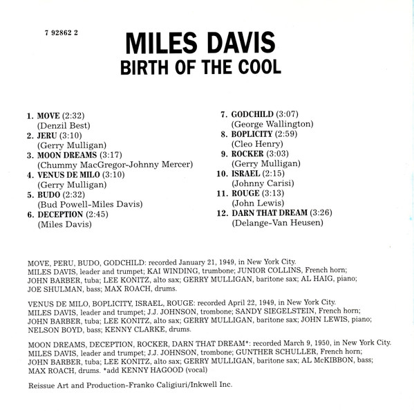 Miles Davis - Birth Of The Cool | Capitol Records (0777 792862 2 5) - 2