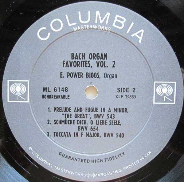 E. Power Biggs - Bach Organ Favorites, Volume 2 | Columbia Masterworks (ML 6148) - 4