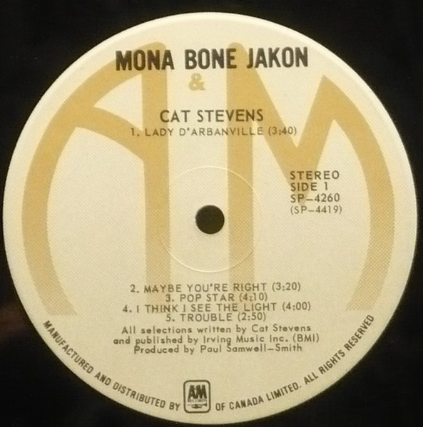 Cat Stevens - Mona Bone Jakon | A&M Records (SP-4260) - 3 Cat Stevens - Mona Bone Jakon | A&M Records (SP-4260) - 3