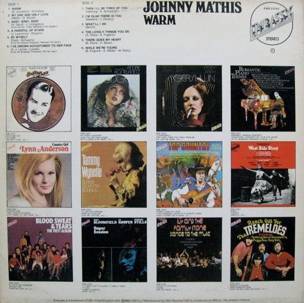 Johnny Mathis With Percy Faith & His Orchestra - Warm | Embassy (EMB 31045) - 2