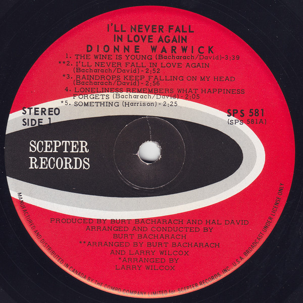 Dionne Warwick - I'll Never Fall In Love Again | Scepter Records (SPS 581) - 3 Dionne Warwick - I'll Never Fall In Love Again | Scepter Records (SPS 581) - 3