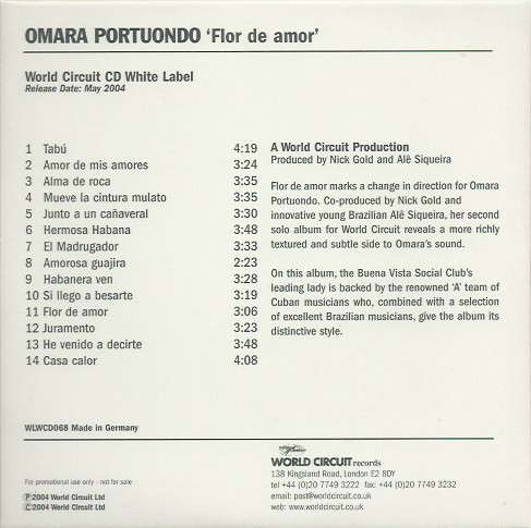 Omara Portuondo - Flor De Amor | World Circuit (WDWCD 068) - 2 Omara Portuondo - Flor De Amor | World Circuit (WDWCD 068) - 2