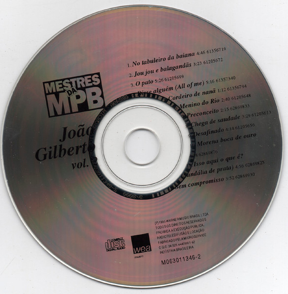 João Gilberto - Mestres Da MPB - Vol. 2 [CD - 1st Press - Brazil - Mint / Mint] Bossa nova | WEA (M063011346-2) - 4