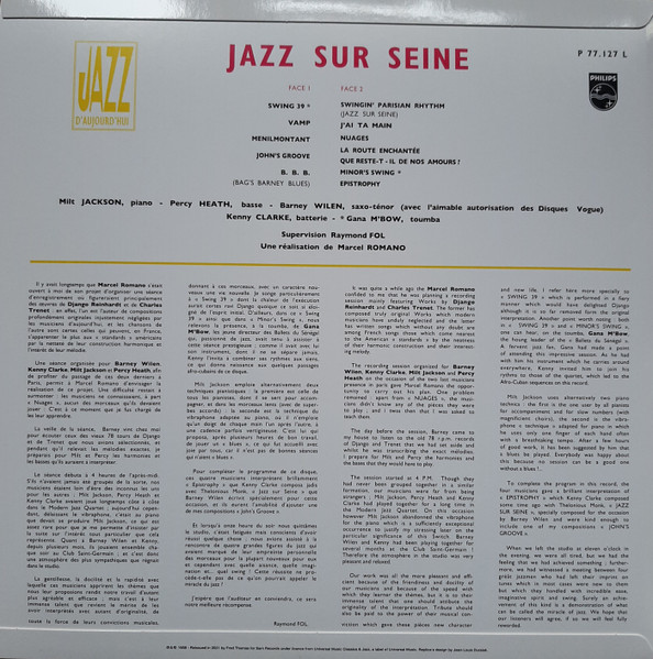 Milt Jackson - Barney Wilen - Percy Heath - Kenny Clarke - Jazz Sur Seine | Sam Records (SR08/1) - 2 Milt Jackson - Barney Wilen - Percy Heath - Kenny Clarke - Jazz Sur Seine | Sam Records (SR08/1) - 2