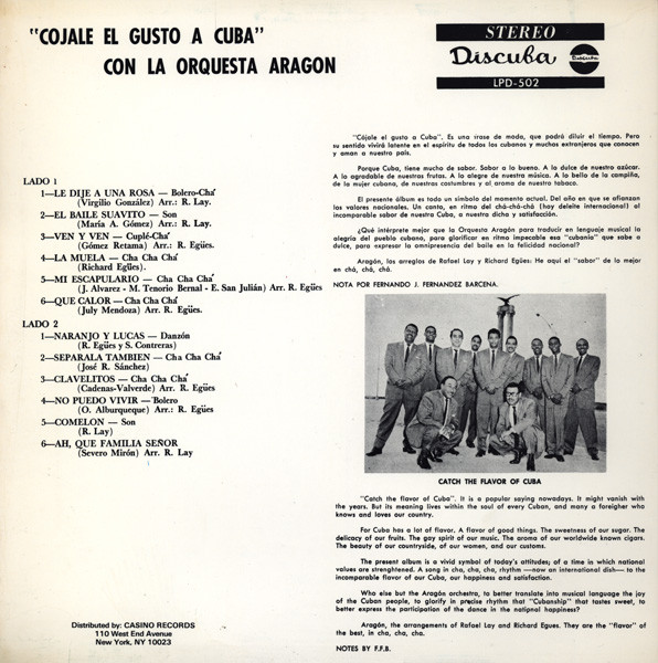 Orquesta Aragon - Cojale El Gusto A Cuba Con La Orq. Aragon | Discuba (LPD-502) - main Orquesta Aragon - Cojale El Gusto A Cuba Con La Orq. Aragon | Discuba (LPD-502) - main