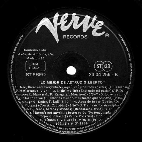 Astrud Gilberto - Lo Mejor De Astrud Gilberto | Verve Records (23 04 256) - 4