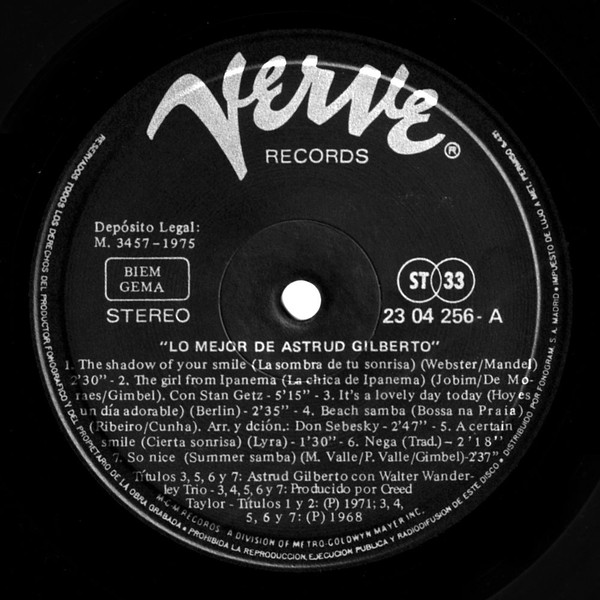 Astrud Gilberto - Lo Mejor De Astrud Gilberto | Verve Records (23 04 256) - 3