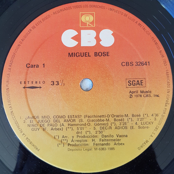 Miguel Bosé - Miguel Bosé | CBS (CBS 32641) - 4