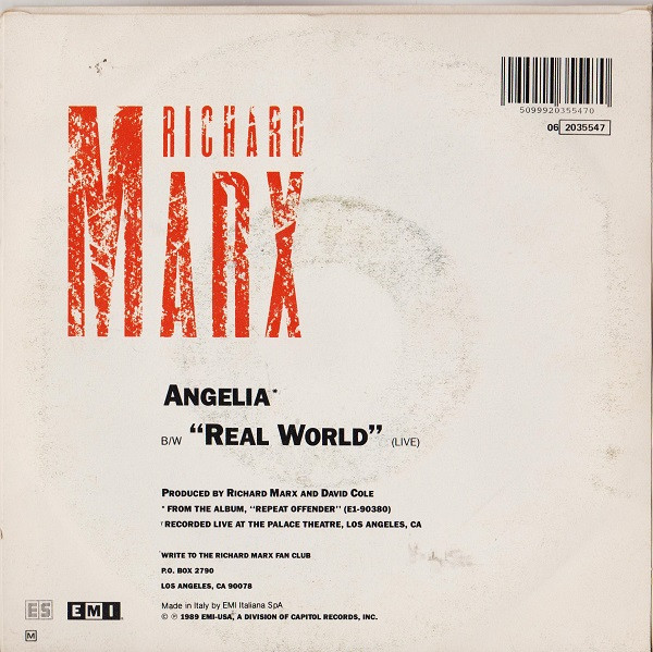 Richard Marx - Angelia | EMI USA (06 2035547) - 2