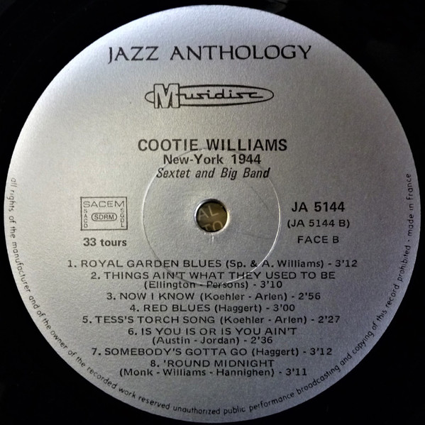 Cootie Williams - New York 1944 - Sextet And Big Band | Musidisc (30 JA 5144) - 4 Cootie Williams - New York 1944 - Sextet And Big Band | Musidisc (30 JA 5144) - 4