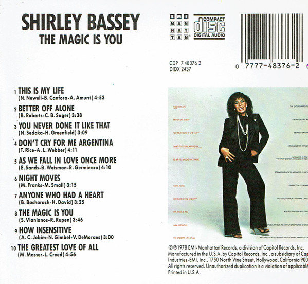 Shirley Bassey - The Magic Is You | EMI-Manhattan Records (CDP 7 48376 2) - 2 Shirley Bassey - The Magic Is You | EMI-Manhattan Records (CDP 7 48376 2) - 2