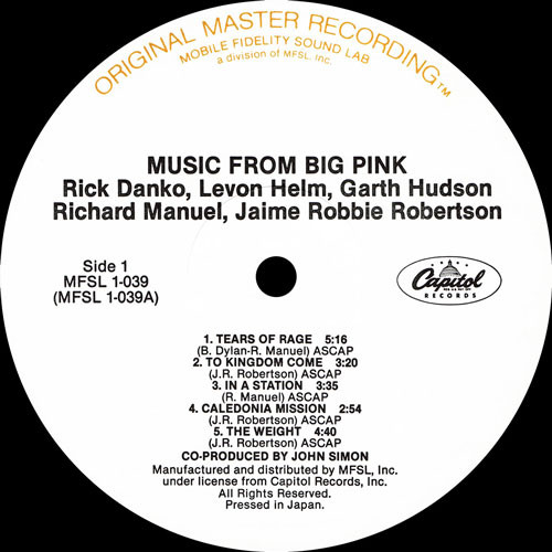 The Band - Music From Big Pink | Mobile Fidelity Sound Lab (MFSL 1-039) - 4 The Band - Music From Big Pink | Mobile Fidelity Sound Lab (MFSL 1-039) - 4