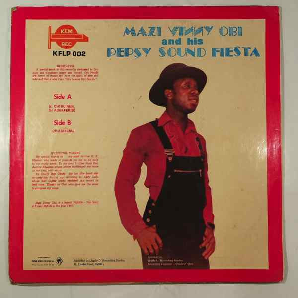 Mazi Vinny Obi And His Pepsis Sound Fiesta - Chi Bu Nma | Kemma Records (KFLP 002) - 2