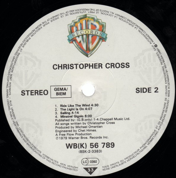 Christopher Cross - Christopher Cross | Warner Bros. Records (WB 56 789 (G)) - 4 Christopher Cross - Christopher Cross | Warner Bros. Records (WB 56 789 (G)) - 4