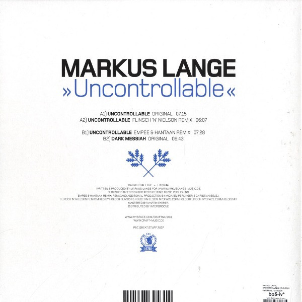 Markus Lange - Uncontrollable | Craft Music (CRAFT 022) - 2
