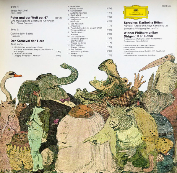 Sergei Prokofiev · Camille Saint-Saëns · Loriot · Karlheinz Böhm · Alfons & Aloys Kontarsky · Wiener Philharmoniker · Karl Böhm - Prokofieff: Peter Und Der Wolf / Saint-Saëns: Der Karneval Der Tiere | Deutsche Grammophon (2530 587)