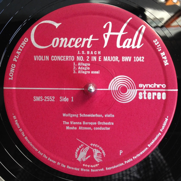 Johann Sebastian Bach , Wolfgang Schneiderhan - Violinkonzert Nr. 1 Und Nr. 2 | Concert Hall (SMS-2552) - 3