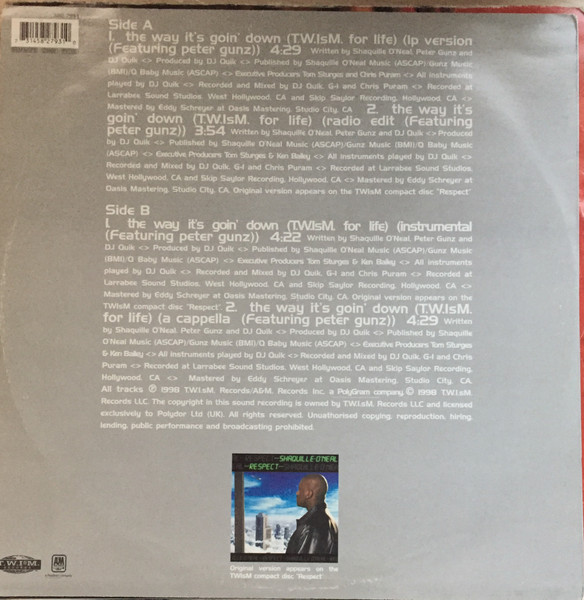 Shaquille O'Neal Featuring Peter Gunz - The Way It's Goin' Down (Twism For Life) | T.W.Ism. Records (582 793-1) - 2 Shaquille O'Neal Featuring Peter Gunz - The Way It's Goin' Down (Twism For Life) | T.W.Ism. Records (582 793-1) - 2