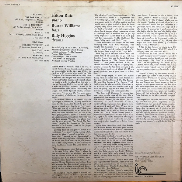 Hilton Ruiz Trio - Piano Man | Inner City Records (IC 2036) - 2 Hilton Ruiz Trio - Piano Man | Inner City Records (IC 2036) - 2