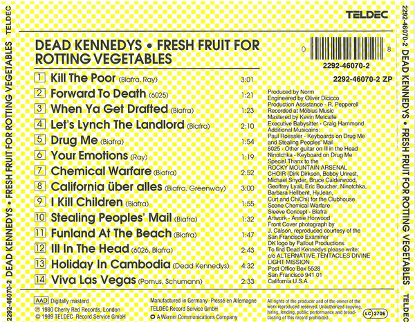 Dead Kennedys - Fresh Fruit For Rotting Vegetables | TELDEC (2292-46070-2) - 2