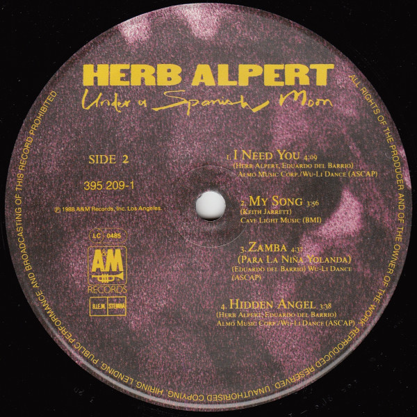 Herb Alpert - Under A Spanish Moon | A&M Records (395 209-1) - 4