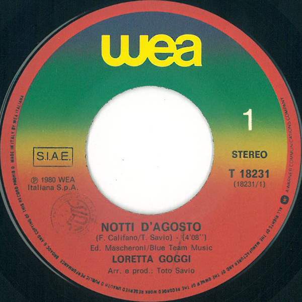 Loretta Goggi - Notti D'Agosto | WEA (T 18231) - 3