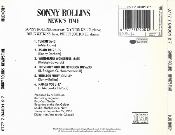 Sonny Rollins - Newk's Time | Blue Note (7 84001 2) - 2