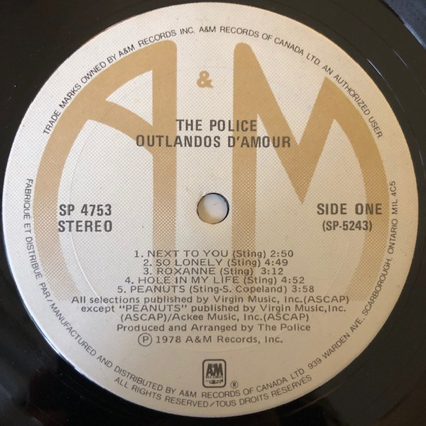 The Police - Outlandos D'Amour | A&M Records (SP-4753) - 3