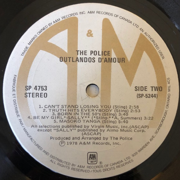 The Police - Outlandos D'Amour | A&M Records (SP-4753) - 4