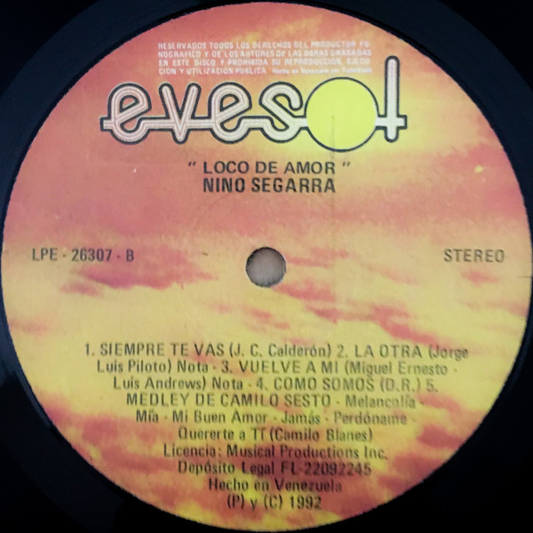 Nino Segarra - Loco De Amor | Evesol (LPE-26307) - 4