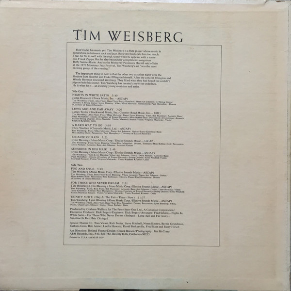 Tim Weisberg - Tim Weisberg | A&M Records (SP-3039) - 2