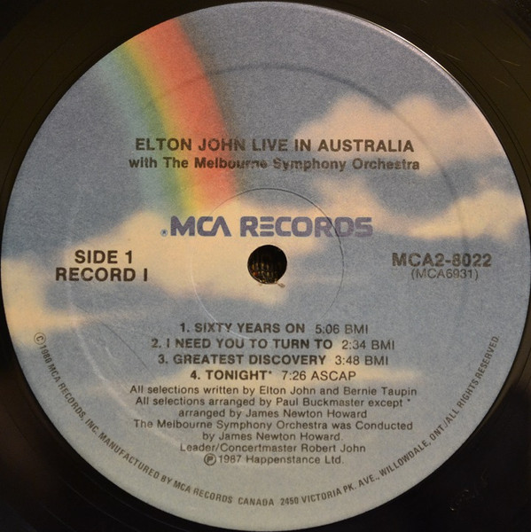Elton John - Live In Australia (With The Melbourne Symphony Orchestra) (2LP) [Vinyl] | MCA Records (MCA2-8022) - 3