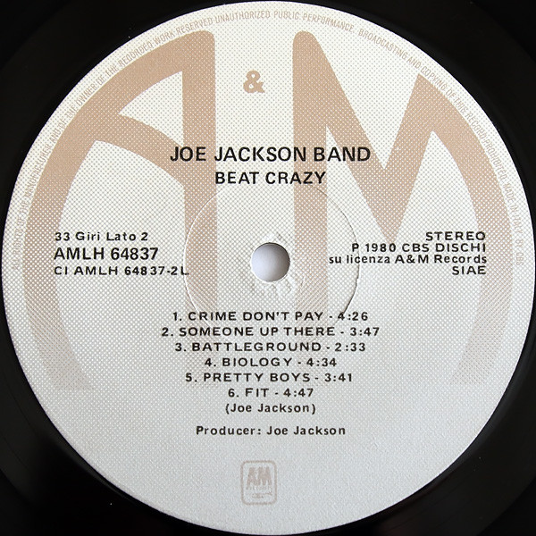 Joe Jackson Band - Beat Crazy | A&M Records (AMLH 64837) - 4