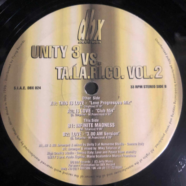 Unity 3 vs. TA.LA.RI.CO - Vol. 2 | DBX Records (DBX 024) - 2