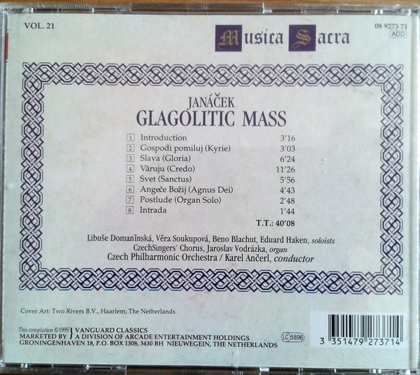 Leoš Janáček / Czech Singers Chorus and The Czech Philharmonic Orchestra , Karel Ančerl - Glagolitic Mass | Vanguard Classics (08 9273 71) - 2