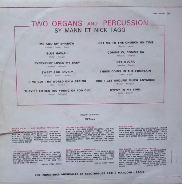 Sy Mann Et Nick Tagg - 2 Organs & Percussion | Command (CSDF 80.030) - 2