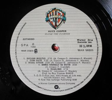 Alice Cooper - Flush The Fashion | Warner Bros. Records (WAR 56805) - main