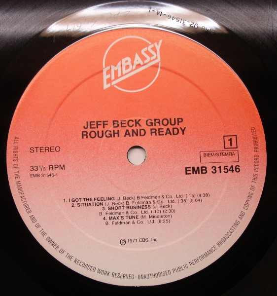 Jeff Beck Group - Rough And Ready | Embassy (EMB 31546) - 3