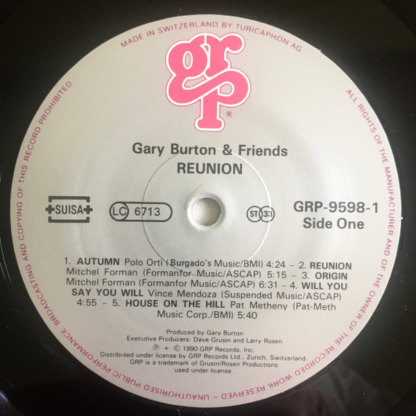 Gary Burton - Reunion | GRP (GRP-9598-1) - 3