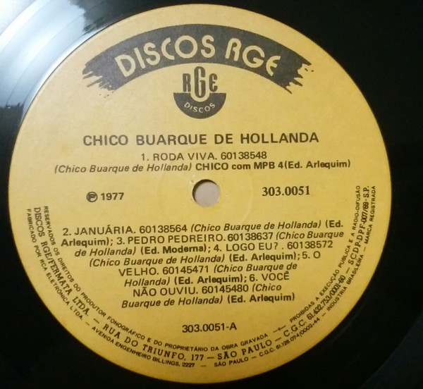 Chico Buarque De Hollanda - Chico Buarque De Hollanda | RGE (303.0051/52) - 2