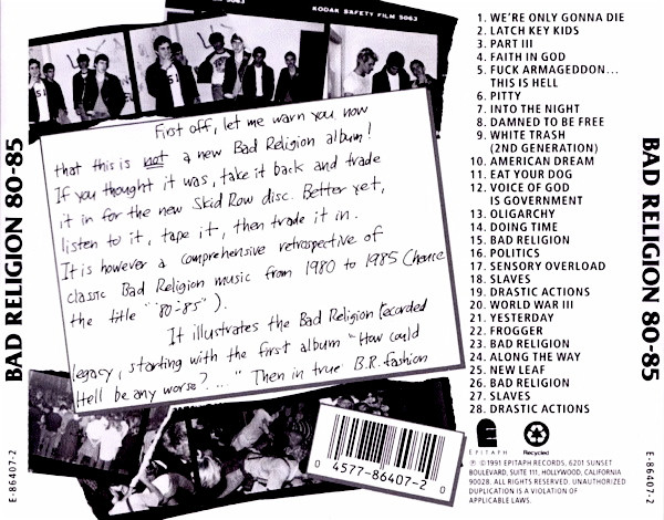 Bad Religion - 80-85 | Epitaph (E-86407-2) - 2